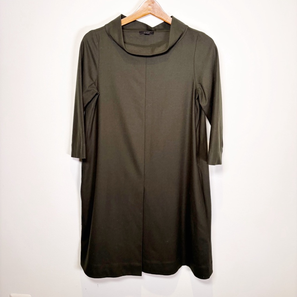 COS Green Wool Shift Dress